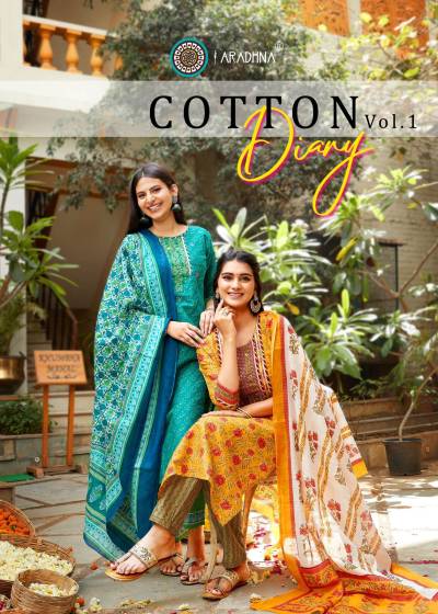 Cotton Diary Vol 1 By Aradhna Fancy Cotton Embroidered Readymade Salwar Kameez Collection